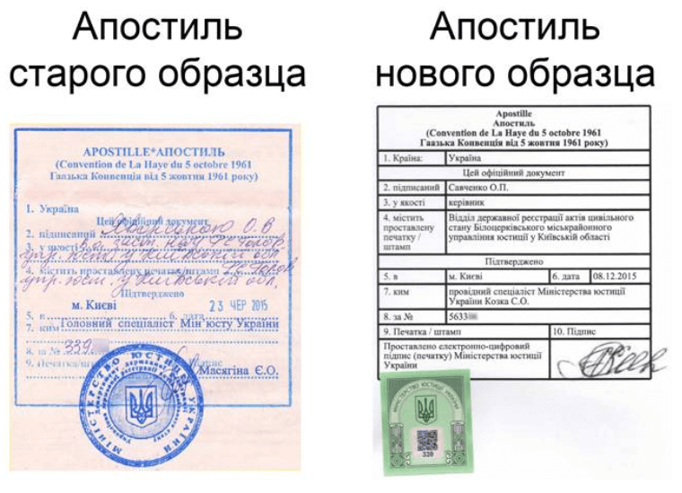 Порівняння апостилів. Новий зразок та старий.