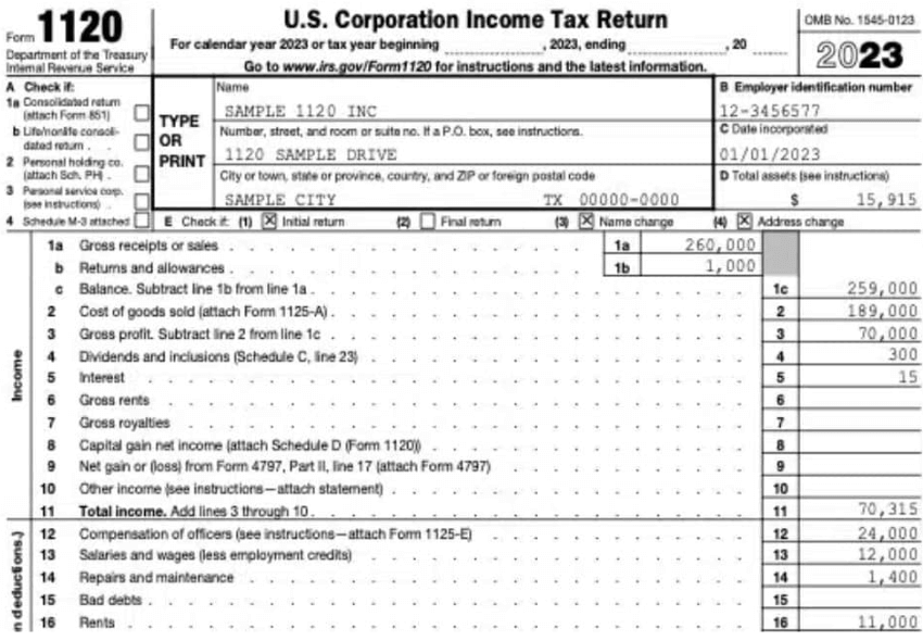 pro forma 1120