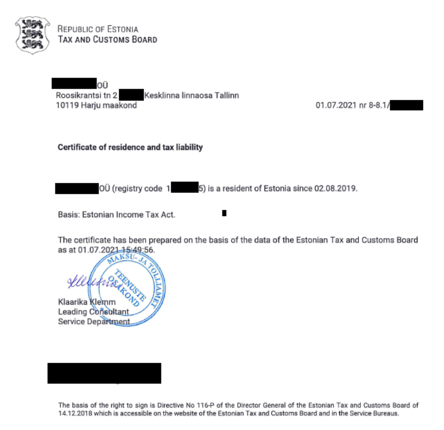 Certificate of Registration