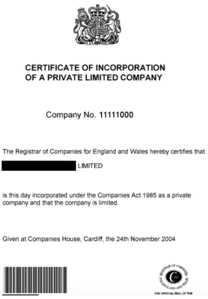 Certificate of Incorporation
