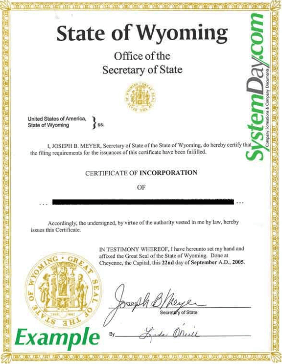 Certificate of Organization